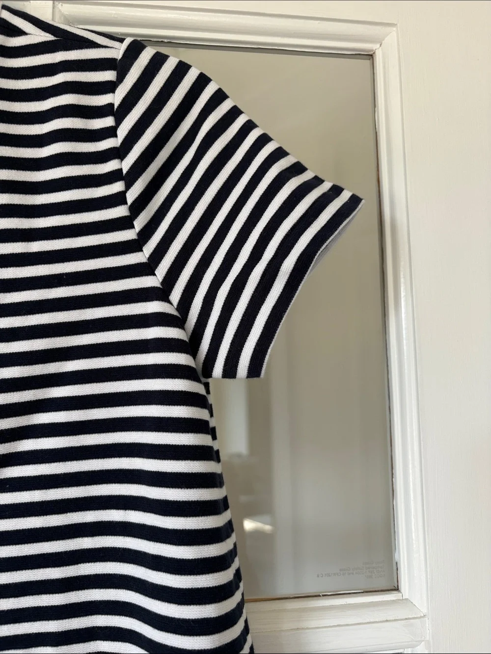 J. Crew Navy and White Striped Short-Sleeve Midi Dress